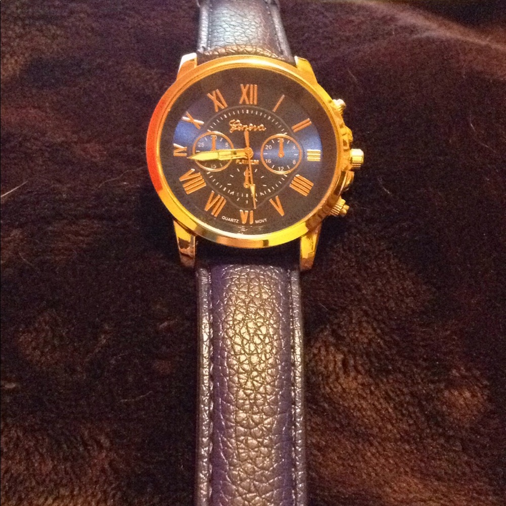 Royal blue three eyed quartz watch